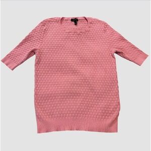 Escada‎ Women's Medium Short Sleeve Basket Weave Sweater Pink Sorbet Preppy